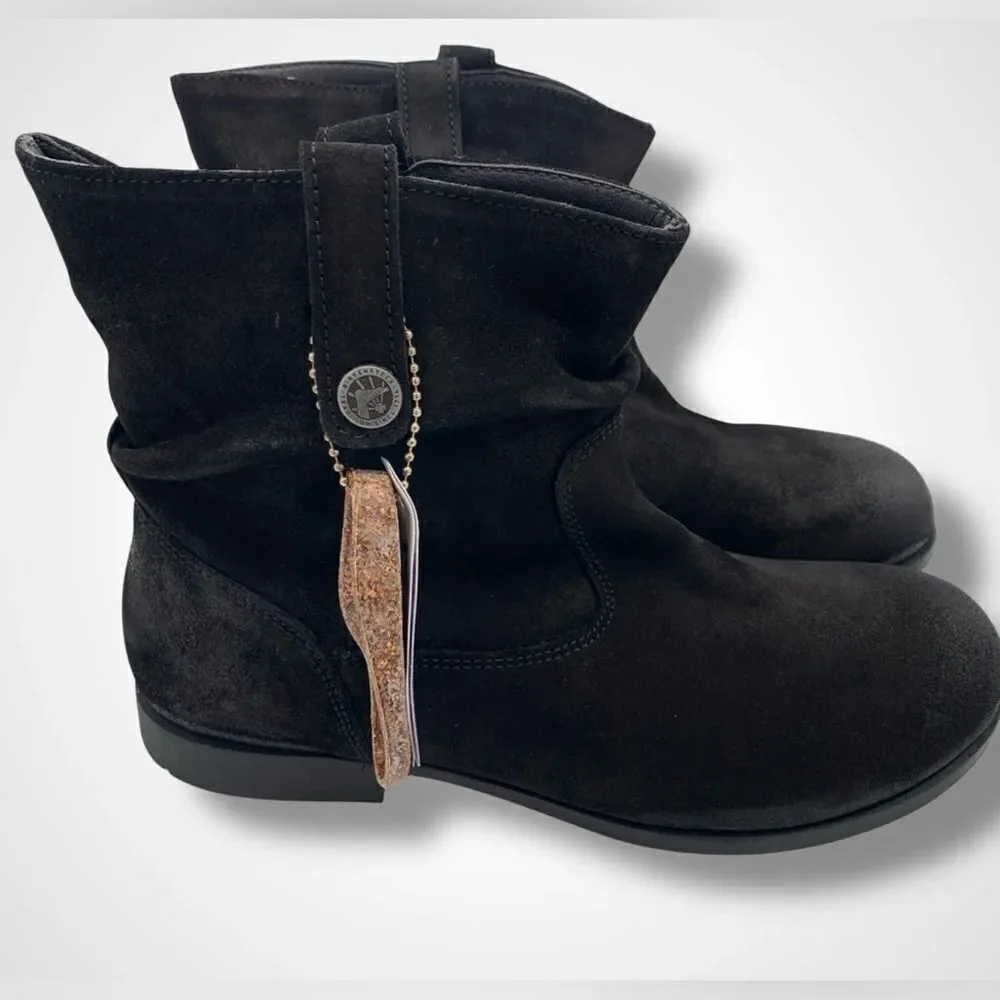 NIB BIRKENSTOCK Leather Sarina Slouch Suede Booties Boots Size 36
